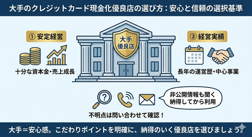 大手のクレジットカード現金化優良店の選び方