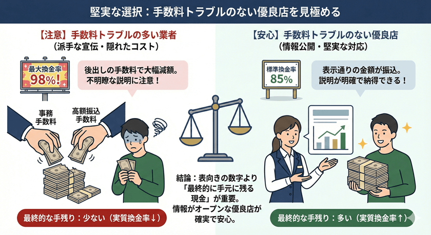 換金率に反映されていない手数料