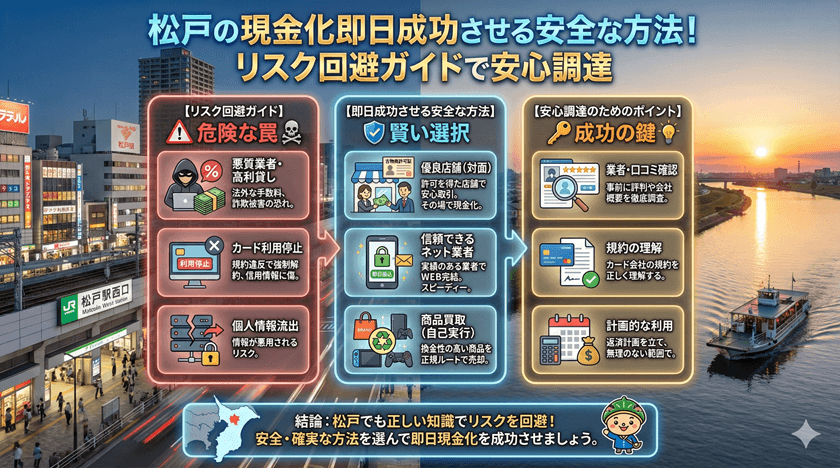 松戸クレジットカード現金化即日成功させる安全な方法！リスク回避ガイドで安心調達