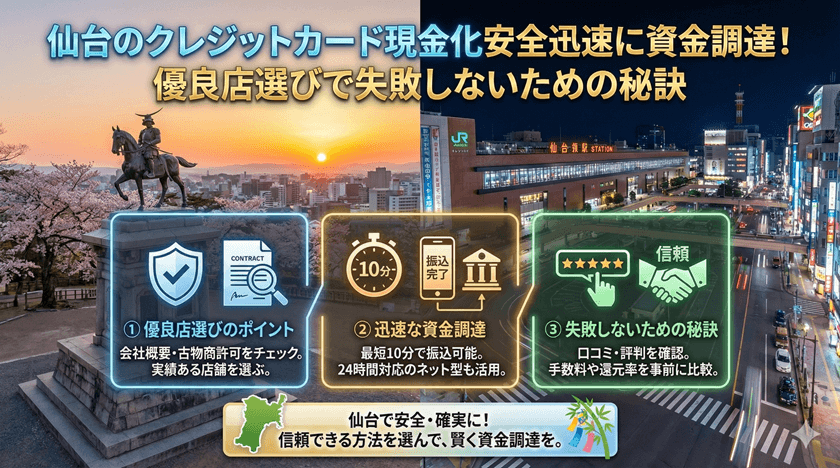 仙台のクレジットカード現金化安全迅速に資金調達!優良店選びで失敗しないための秘訣