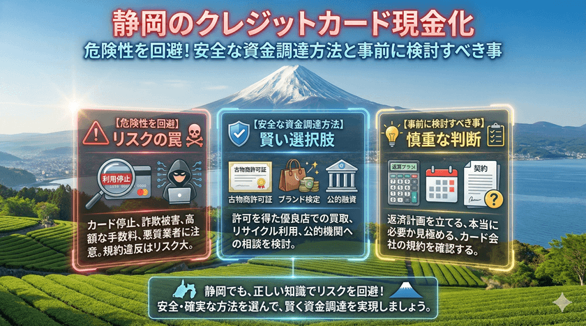 静岡クレジットカード現金化危険性を回避！安全な資金調達方法と事前に検討すべき事
