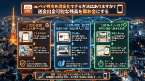 auペイ残高を現金化できる方法はありますか？送金出金可能な残高を即お金にする