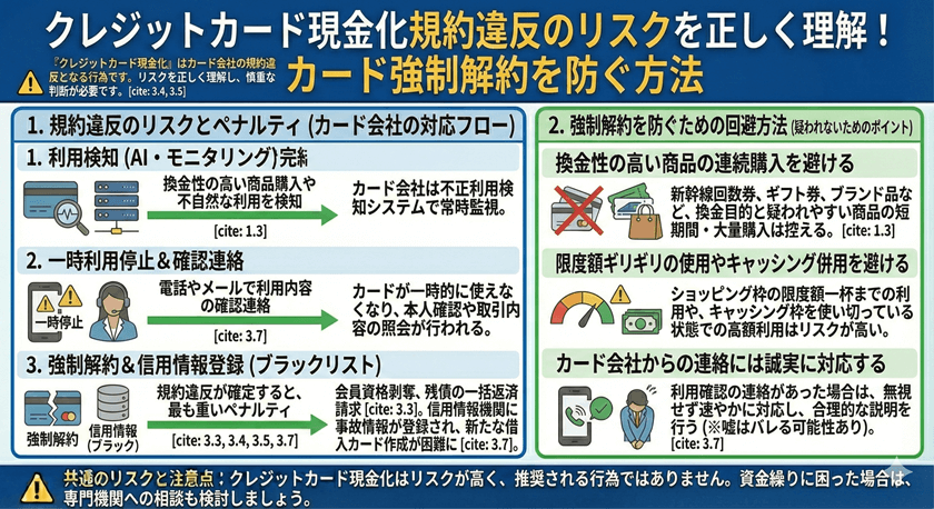 クレジットカード現金化規約違反のリスクを正しく理解!カード強制解約を防ぐ方法
