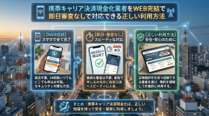 携帯キャリア決済現金化業者をWEB完結で即日審査なしで対応できる正しい利用方法