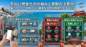 先払い現金化の仕組みと買取の注意点！騙されない！失敗しない審査なし即日現金化をするには