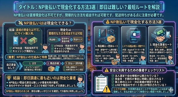 NP後払いで現金化する方法3選｜即日は難しい？最短ルートを解説