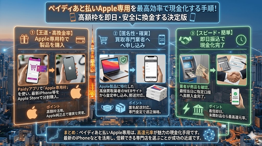 ペイディあと払いプランapple専用枠を現金化する方法！分かりにくい手順を解説